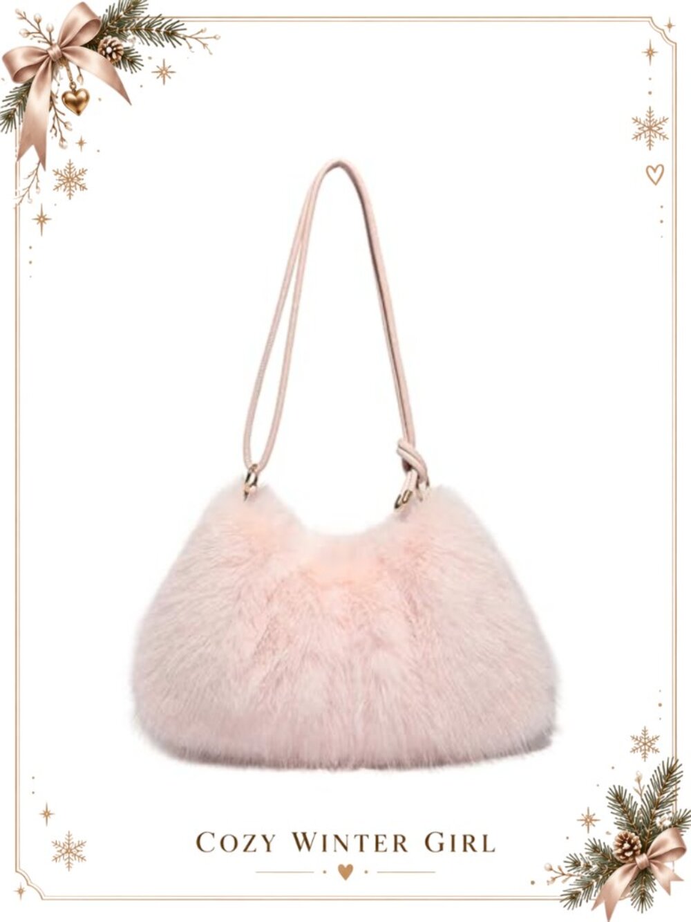 Faux Fur Tote Bag Fluffy Shoulder Handbag Plush Furry Purse for Women